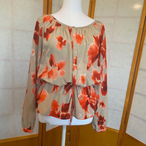 MICHAEL Michael Kors Floral Blouse - Elastic Tied Waist - Size 6 - Picture 1 of 11